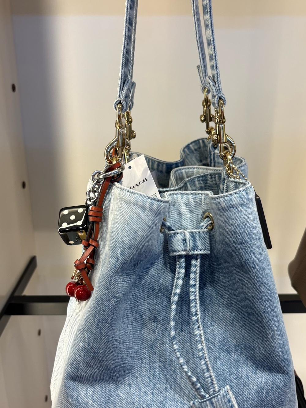 Coach Rowan Denim Bucket Bag with Decorative Charms - Picture 2 of 2